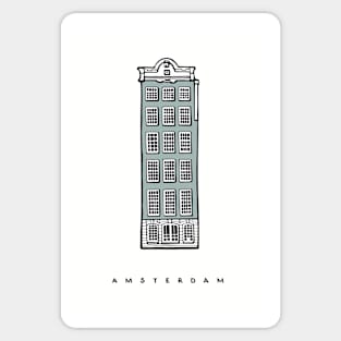 Classic House in Amsterdam, Netherlands. Realistic drawing. Sticker